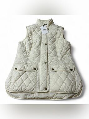 Women’s Barbour Otterburn Gilet Quilted Vest Cream Size 6 NWT